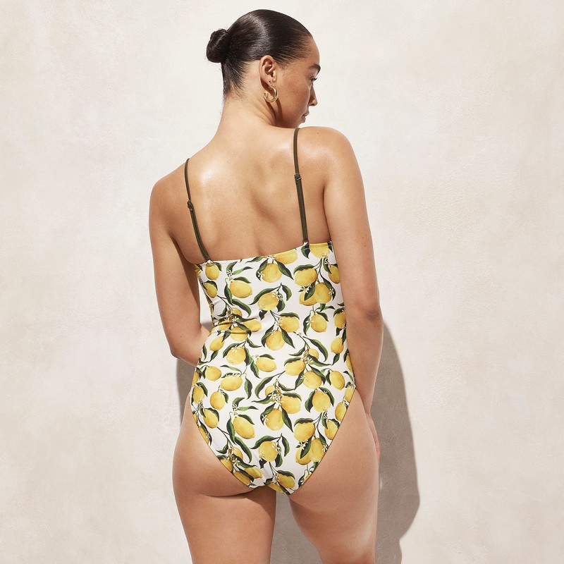 Yellow Multi J.Crew Balconette underwire one-piece swimsuit in limoncello | J.Crew Factory | UEIXT2479