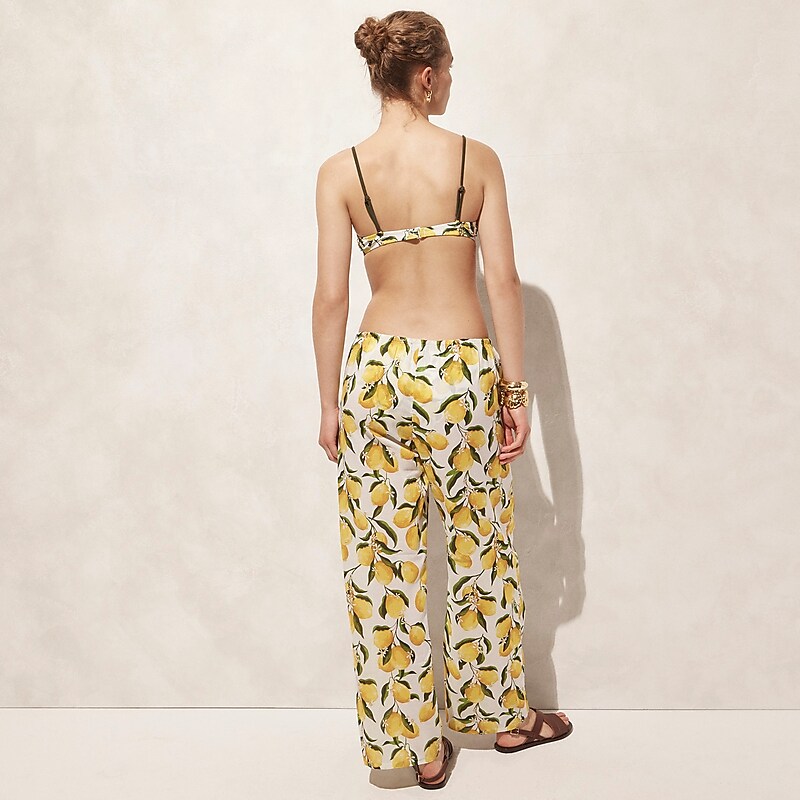 Yellow Multi Lemon J.Crew Relaxed beach pant in limoncello cotton voile | J.Crew Factory | WJYDL3207