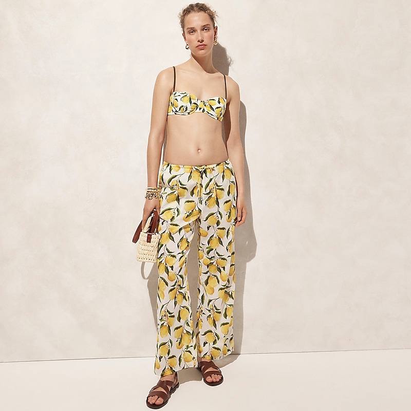 Yellow Multi Lemon J.Crew Relaxed beach pant in limoncello cotton voile | J.Crew Factory | WJYDL3207