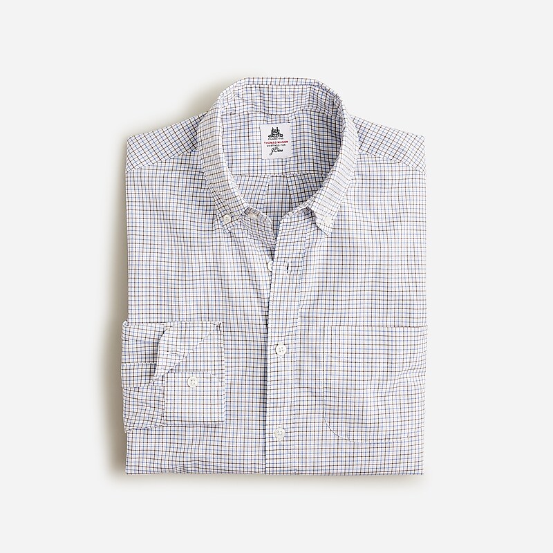 Zephir Tattersall Sky B J.Crew Thomas Mason® for J.Crew washed poplin shirt | J.Crew Factory | UODMQ9604